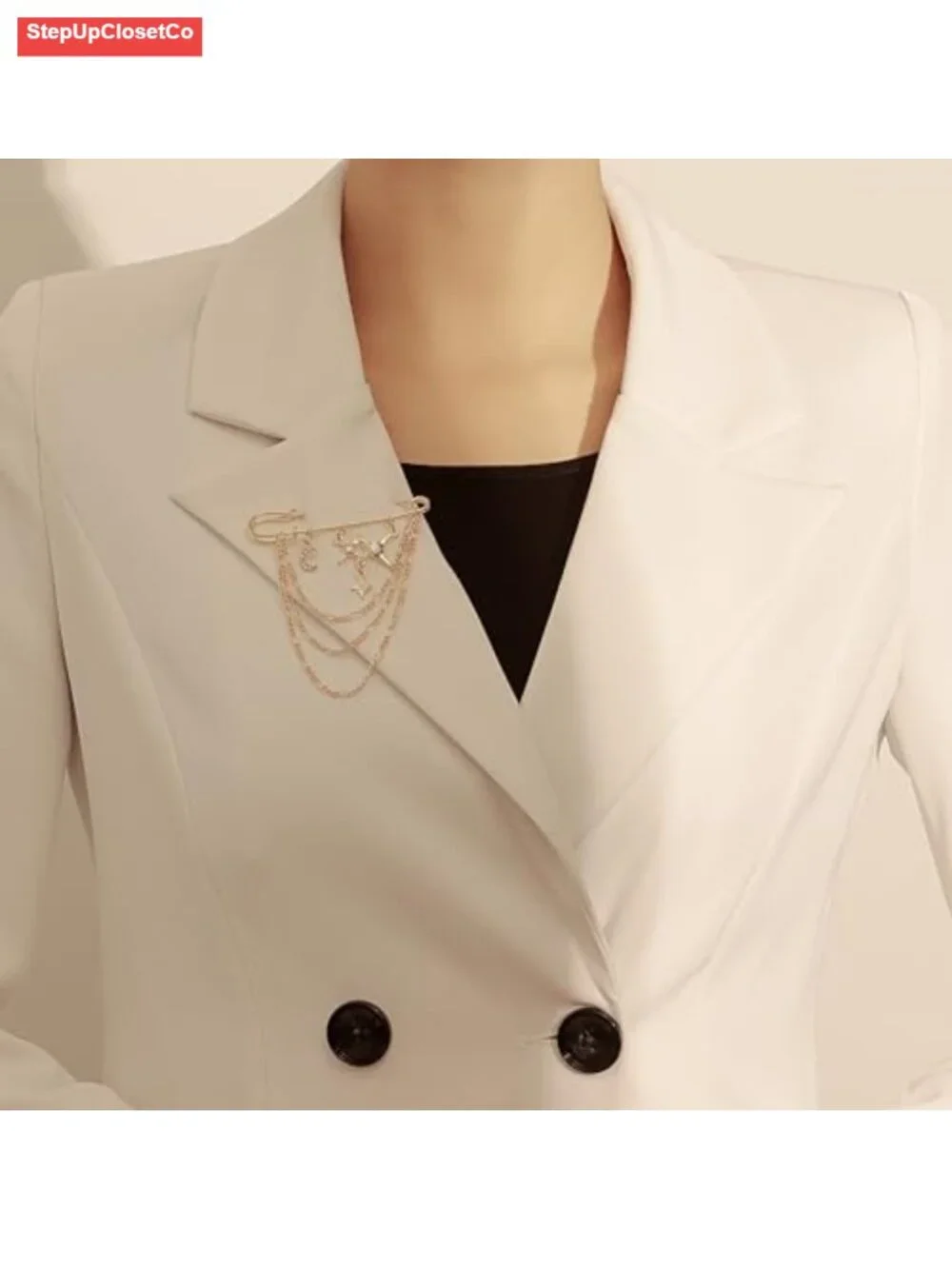 Long Chain Safety Pin Brooch Retro Punk Collar Coat Pin